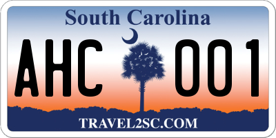 SC license plate AHC001