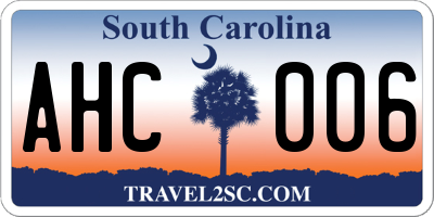 SC license plate AHC006