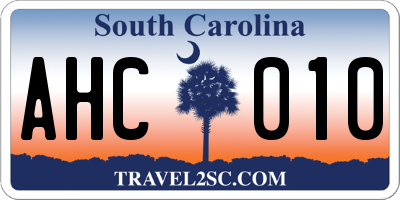 SC license plate AHC010