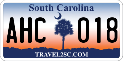 SC license plate AHC018