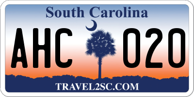 SC license plate AHC020