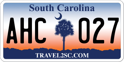 SC license plate AHC027