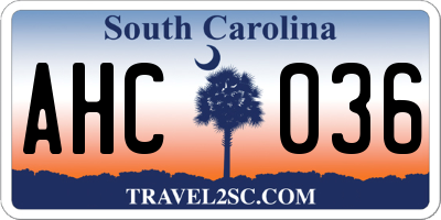 SC license plate AHC036