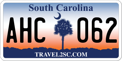 SC license plate AHC062