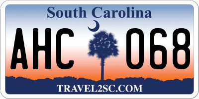 SC license plate AHC068