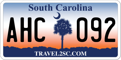 SC license plate AHC092