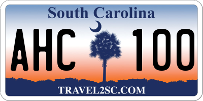 SC license plate AHC100
