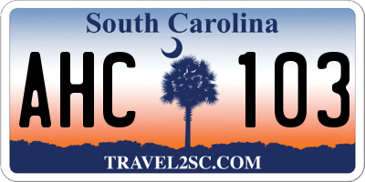 SC license plate AHC103