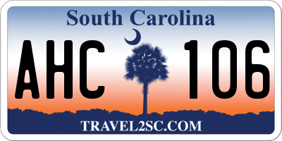 SC license plate AHC106