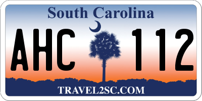 SC license plate AHC112