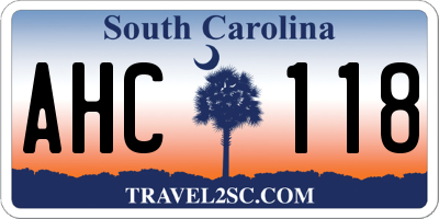 SC license plate AHC118