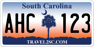 SC license plate AHC123