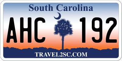 SC license plate AHC192