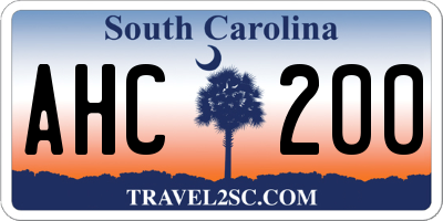 SC license plate AHC200