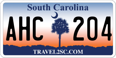 SC license plate AHC204