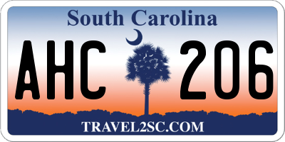 SC license plate AHC206