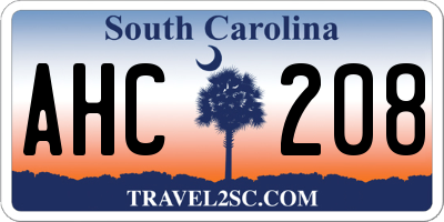 SC license plate AHC208
