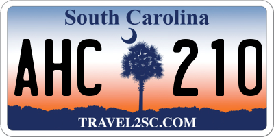 SC license plate AHC210