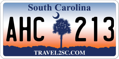 SC license plate AHC213