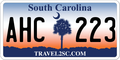 SC license plate AHC223