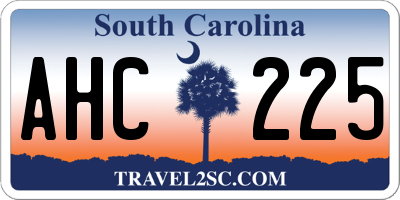 SC license plate AHC225