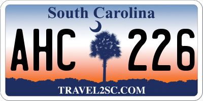 SC license plate AHC226