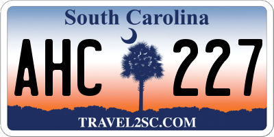 SC license plate AHC227