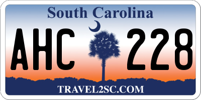 SC license plate AHC228