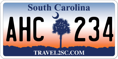 SC license plate AHC234