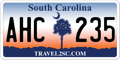 SC license plate AHC235
