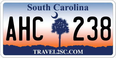 SC license plate AHC238