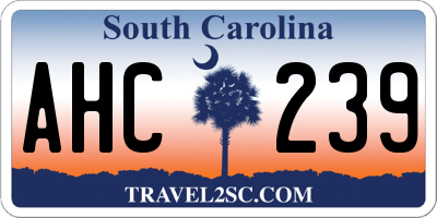 SC license plate AHC239