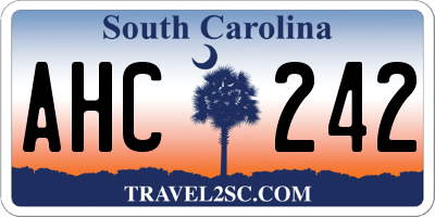 SC license plate AHC242