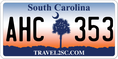 SC license plate AHC353