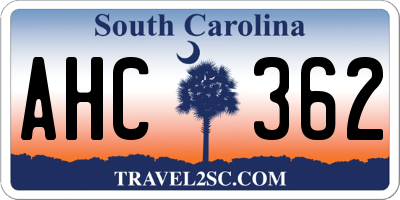 SC license plate AHC362
