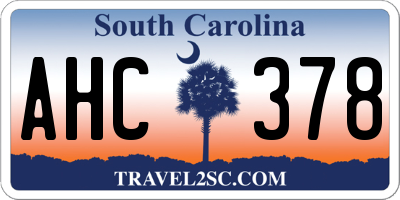 SC license plate AHC378
