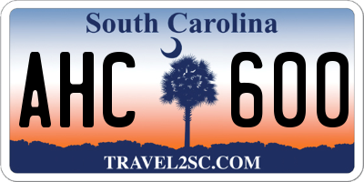 SC license plate AHC600