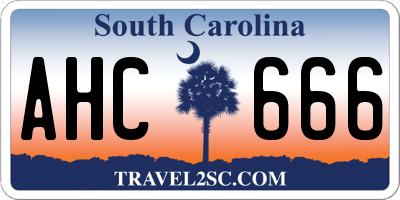 SC license plate AHC666