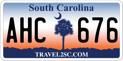 SC license plate AHC676