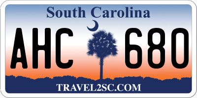 SC license plate AHC680