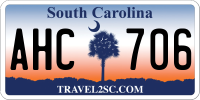 SC license plate AHC706