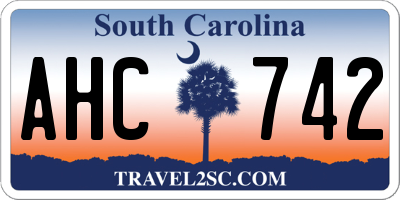 SC license plate AHC742