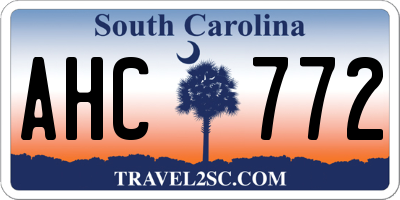 SC license plate AHC772