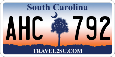 SC license plate AHC792