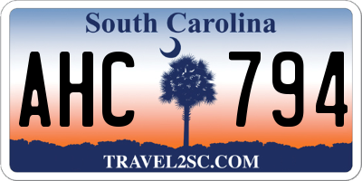 SC license plate AHC794