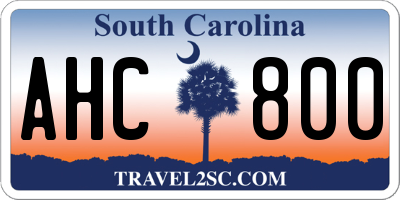 SC license plate AHC800