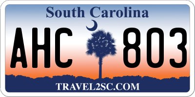 SC license plate AHC803