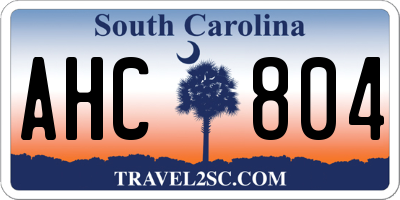 SC license plate AHC804