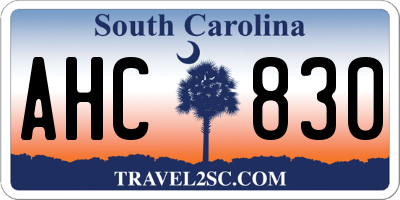 SC license plate AHC830