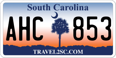 SC license plate AHC853